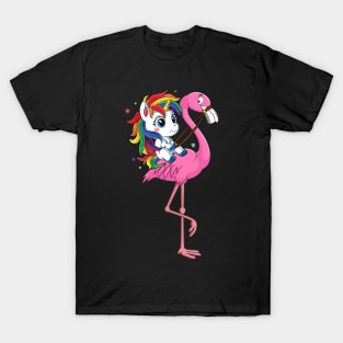 Unicorn Rider Flamingo Funny T-Shirt